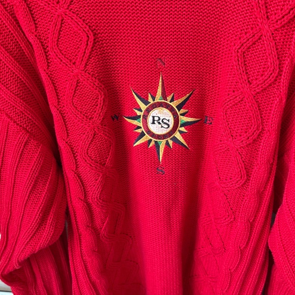 Vintage Nautical cable knit deep red sweater, crew neck by Regatta Sport size XL - Picture 3 of 10